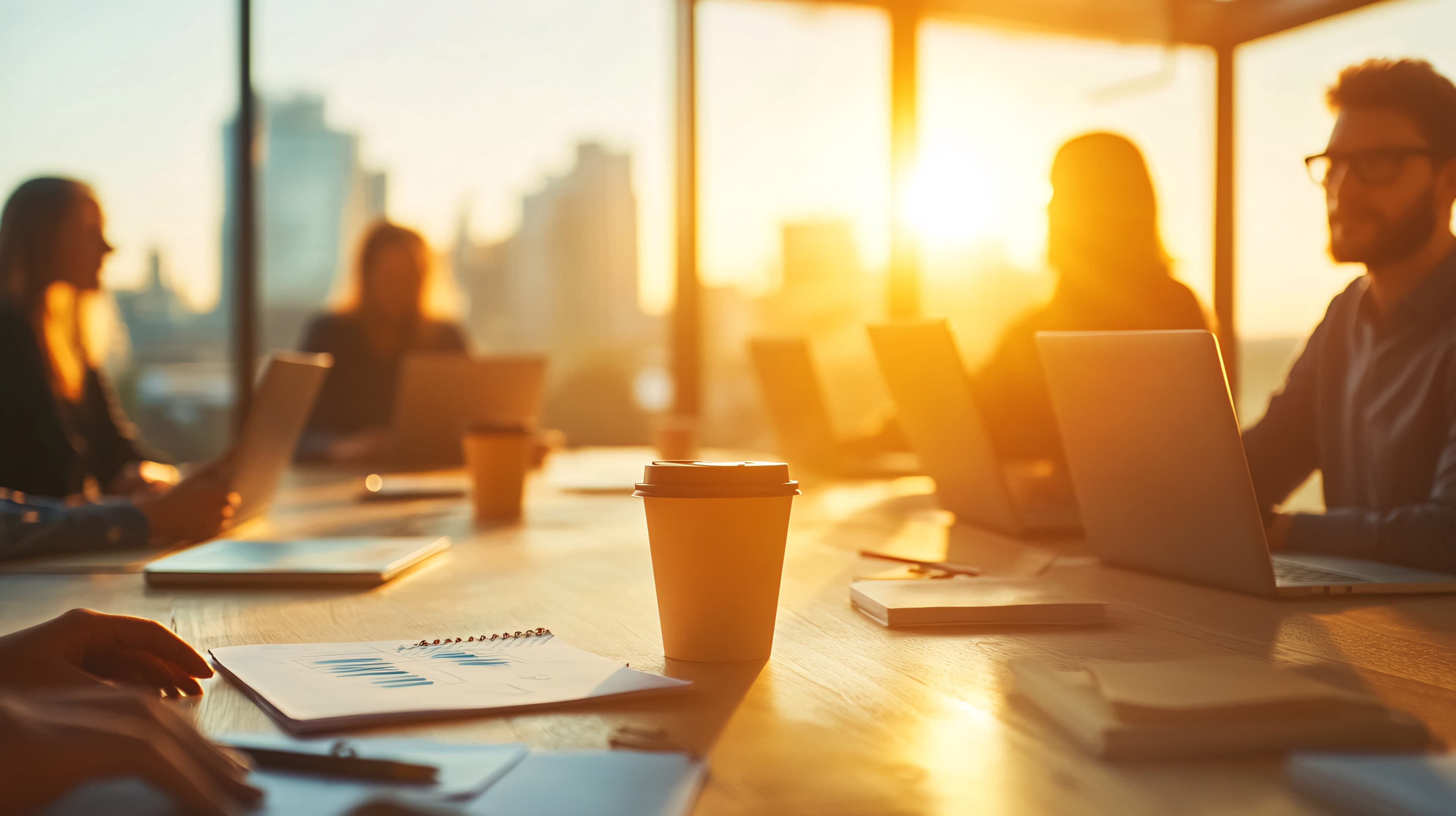 Business Meeting bei Sonnenuntergang - Strategische Kommunikationsarbeit