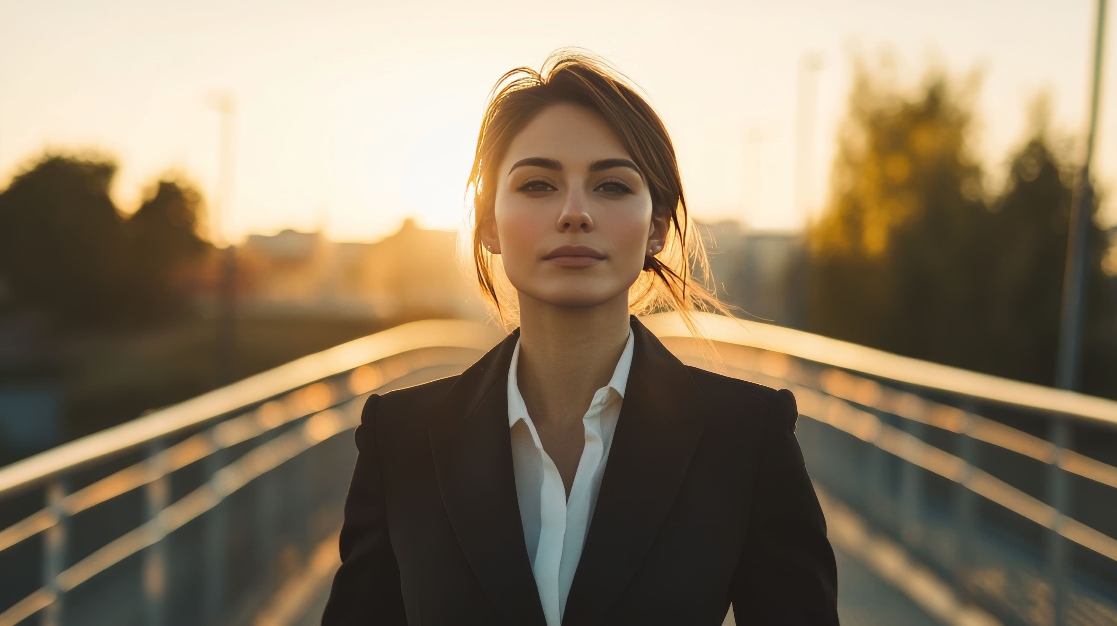 Business-Frau bei Sonnenaufgang - Leadership und Klarheit