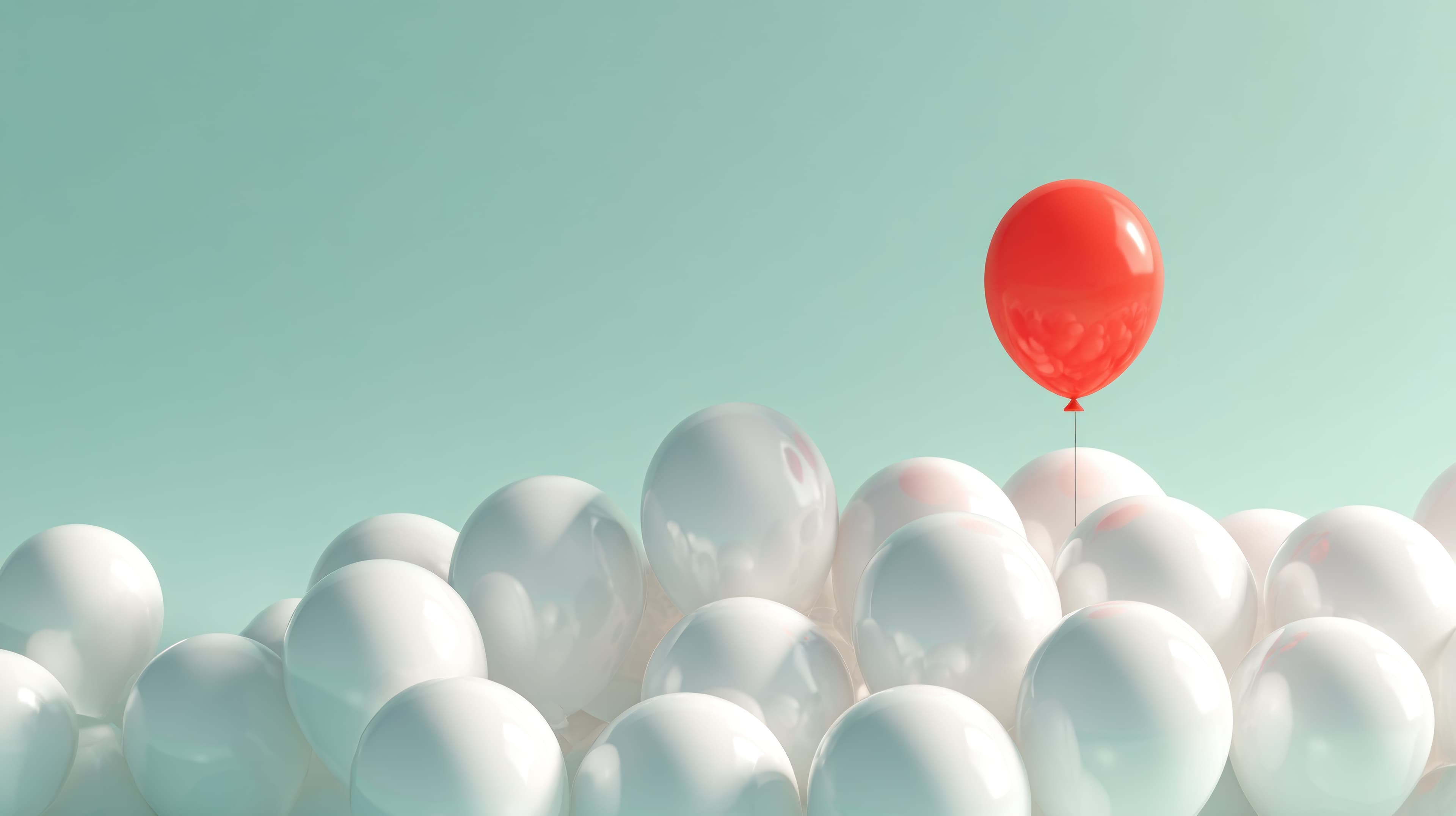 Roter Ballon über weißen Ballons - Markendifferenzierung