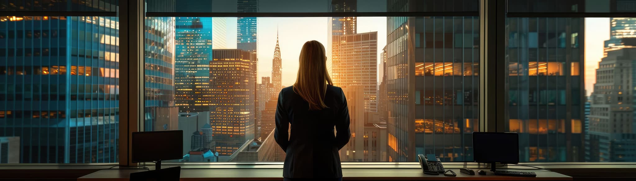 Business-Frau vor Skyline - Strategische Weitsicht in Gießen
