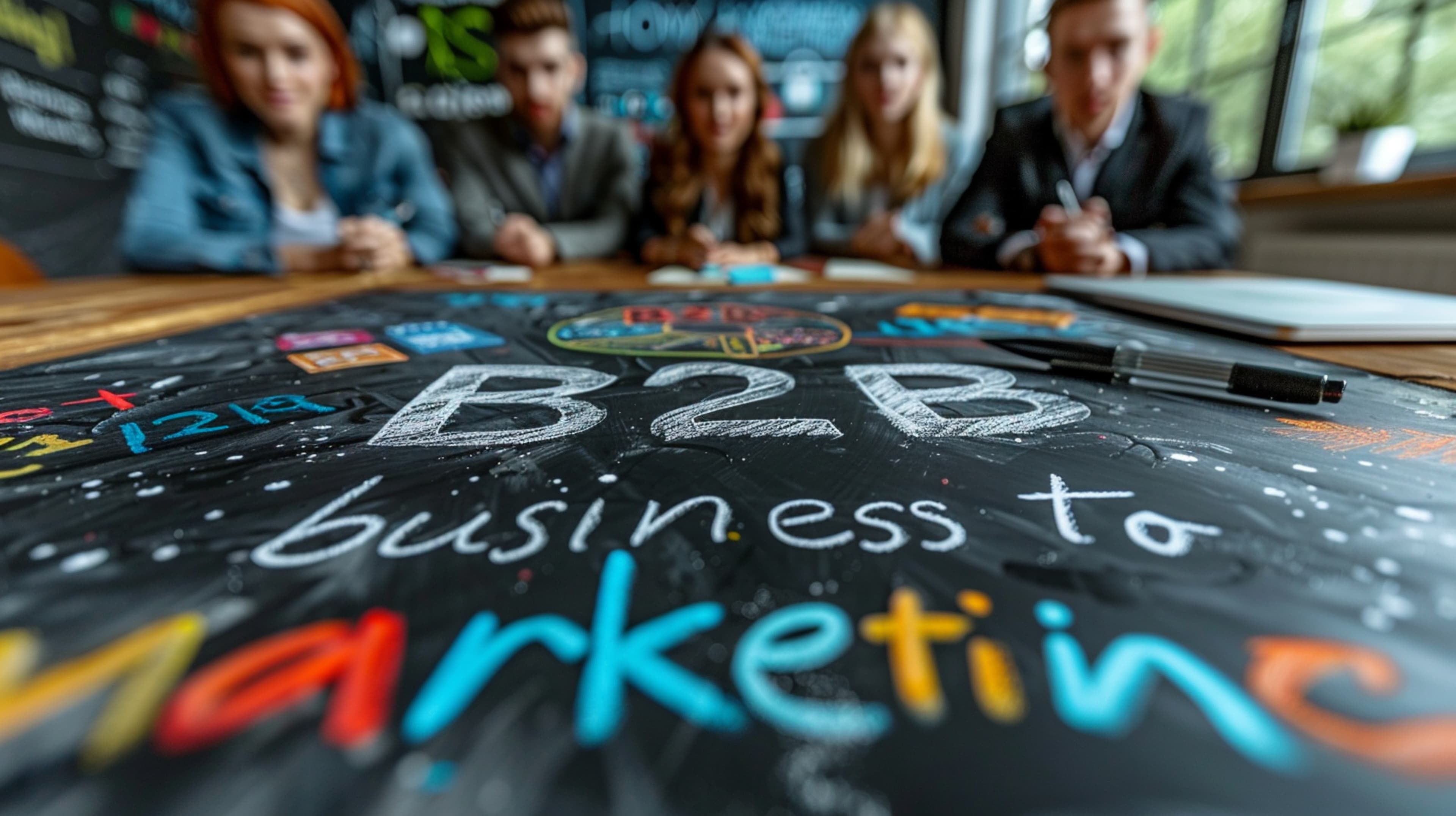 Team entwickelt B2B Marketing Strategie am Whiteboard