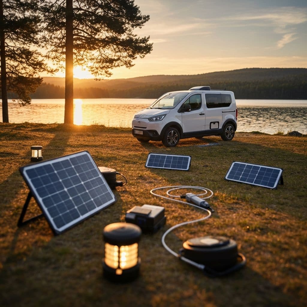 E-Auto-Ladekabel beim Laden auf grüner Wiese