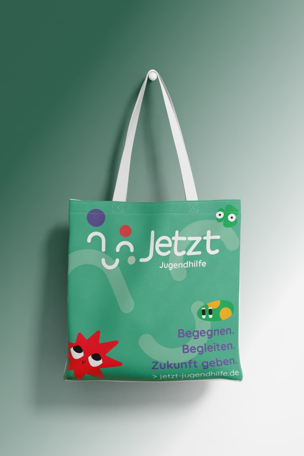 Jetzt Jugendhilfe Stofftasche mit Markendesign
