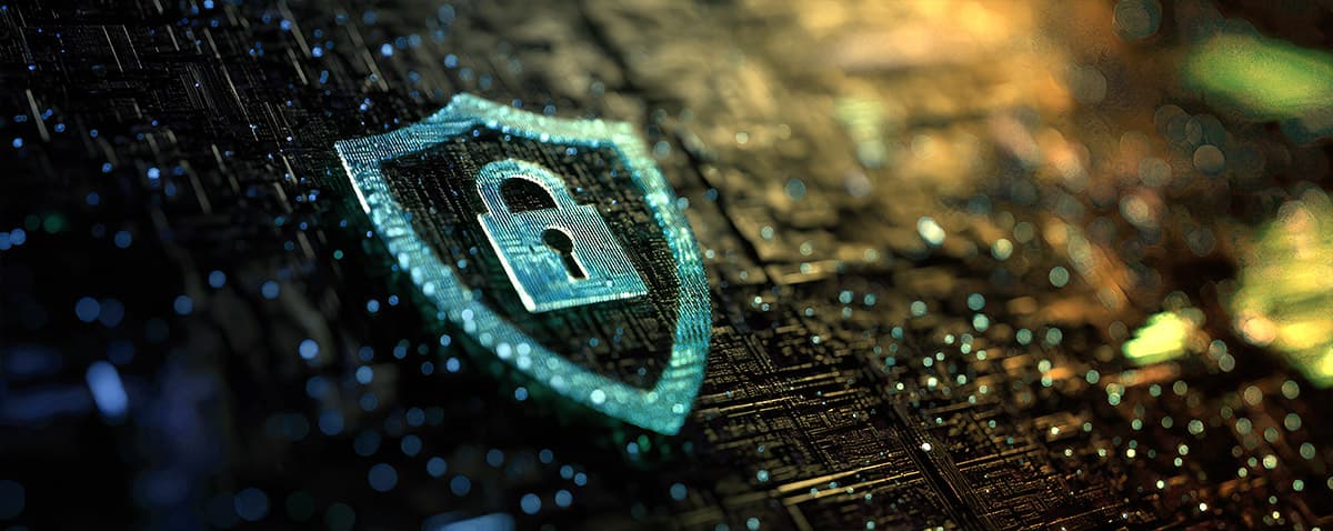 Digitales Sicherheitsschild als Symbol für Marken-Governance im KI-Zeitalter