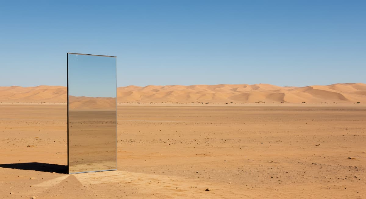 Spiegel in der Wüste - Metapher für Klarheit und Reflexion
