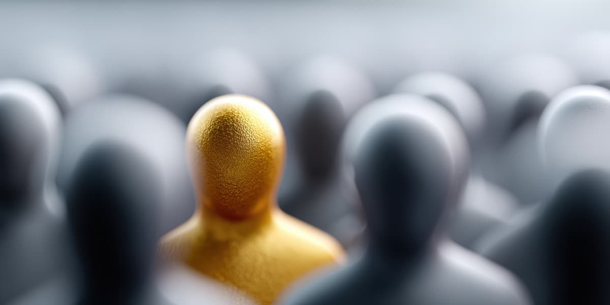 Goldene Figur unter grauen Figuren - Differenzierung im B2B-Markt