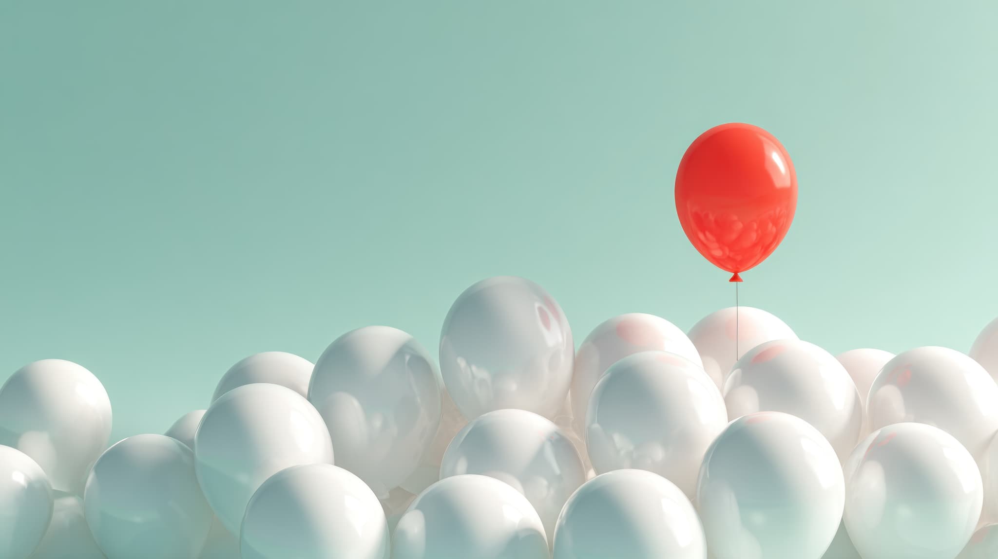 Roter Ballon über weißen Ballons - Markendifferenzierung