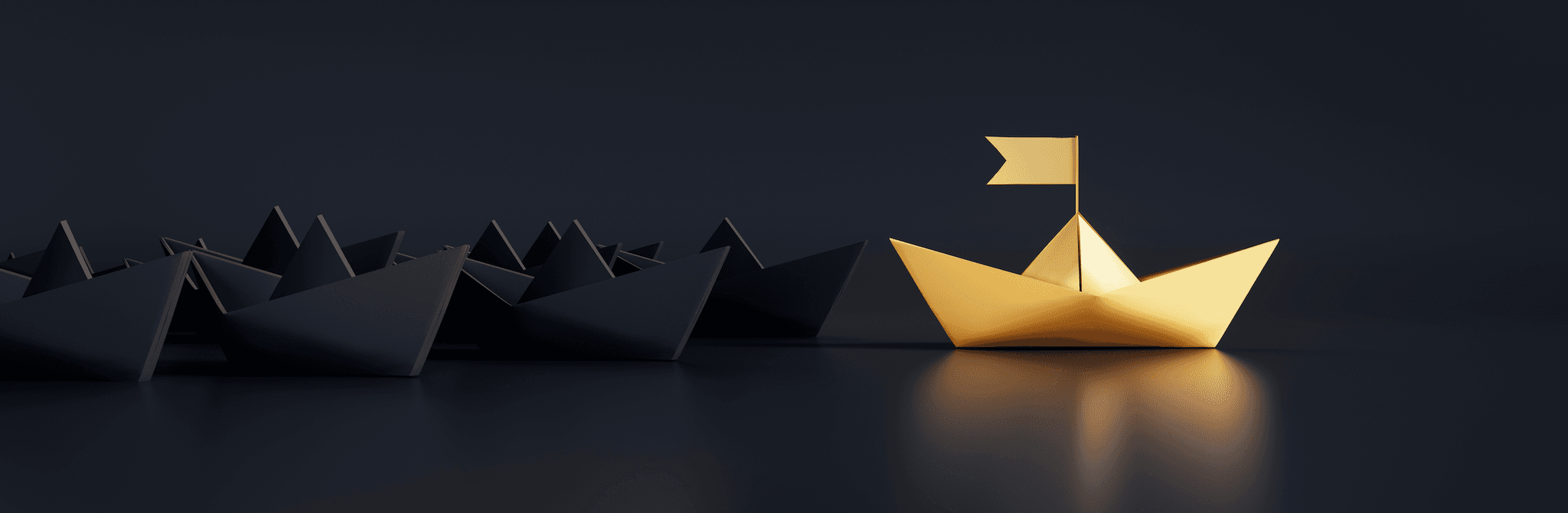 Goldenes Schiff vor schwarzen Schiffen - Leadership und Differenzierung
